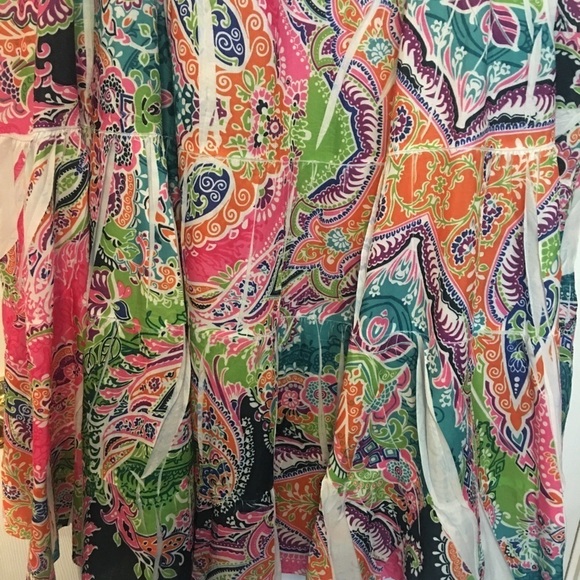 Colorful pull on midi skirt by Cato  22/24. Full, pleated, and lined, tiered. - Picture 4 of 7